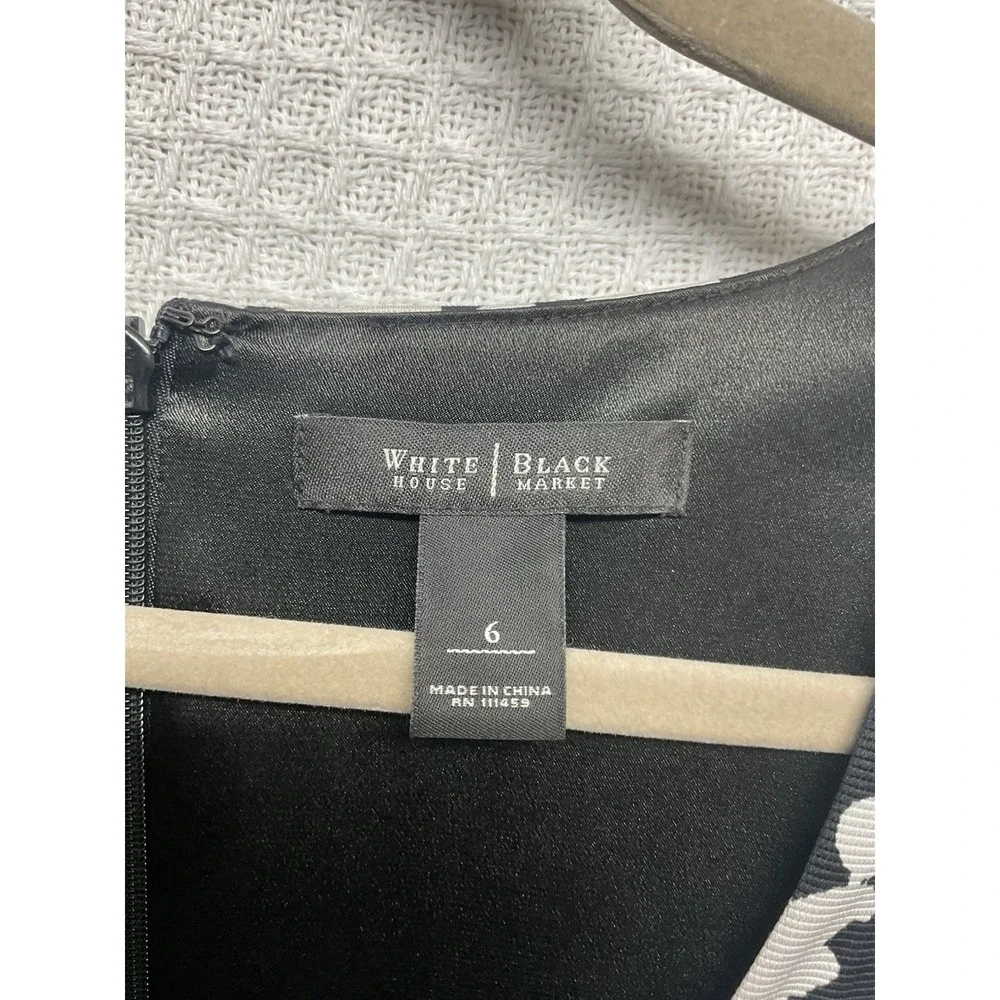 White‎ House Black Market Womens Black White Empire Waist Sheath Dress Size 6